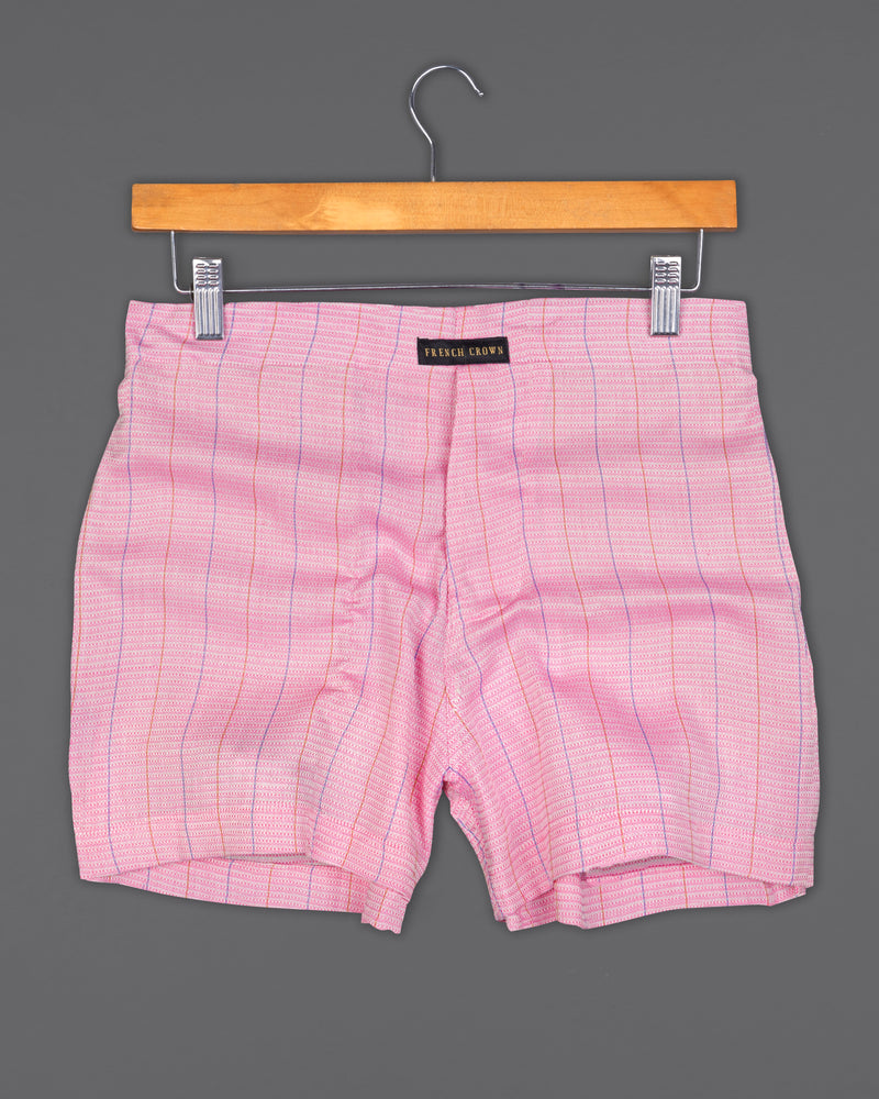 Bastille Purple with Deep Cerise Pink Rose Printed Twill Premium Cotton Boxers and Blossom Pink Striped Dobby Boxers