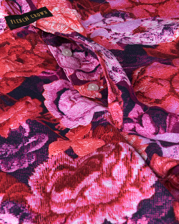 Bastille Purple with Deep Cerise Pink Rose Printed Twill Premium Cotton Boxers