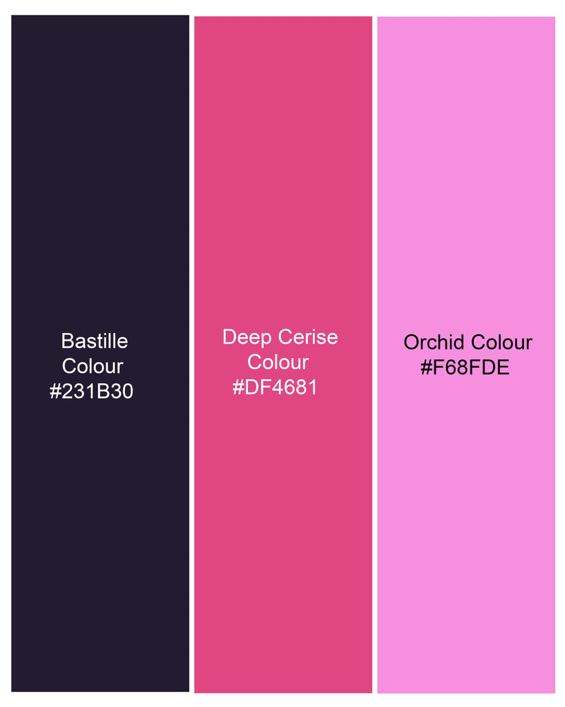 Bastille Purple with Deep Cerise Pink Rose Printed Twill Premium Cotton Boxers