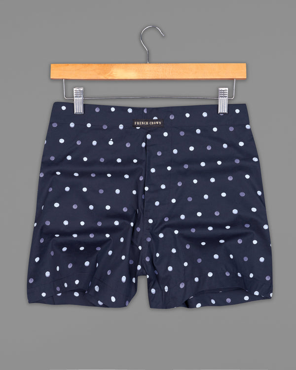 Ebony Clay Blue Polka Dotted Premium Cotton Boxers and Colonial Beige and Black Leopard printed Premium Tencel Boxers Combo