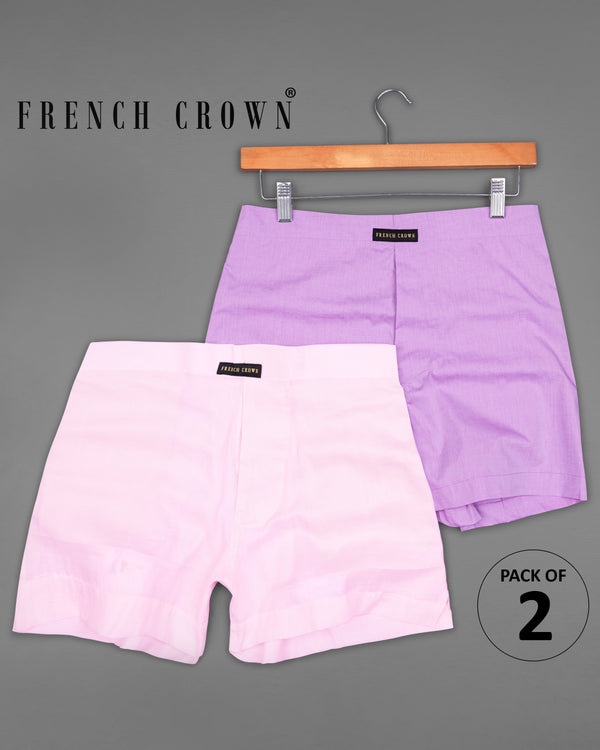 Wisteria Pink Chambray Boxers and Carousel Peach Dobby Boxers