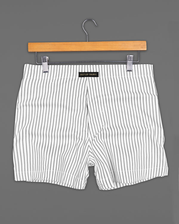 White and Black Striped Dobby Boxers and Tahuna Yellow Printed Premium Cotton Boxers Combo