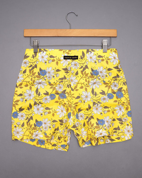 Gorse Yellow Flowers Printed and Cupid Printed Premium Cotton Boxers CBX385-28, CBX385-30, CBX385-32, CBX385-34, CBX385-36, CBX385-38, CBX385-40, CBX385-42, CBX385-44