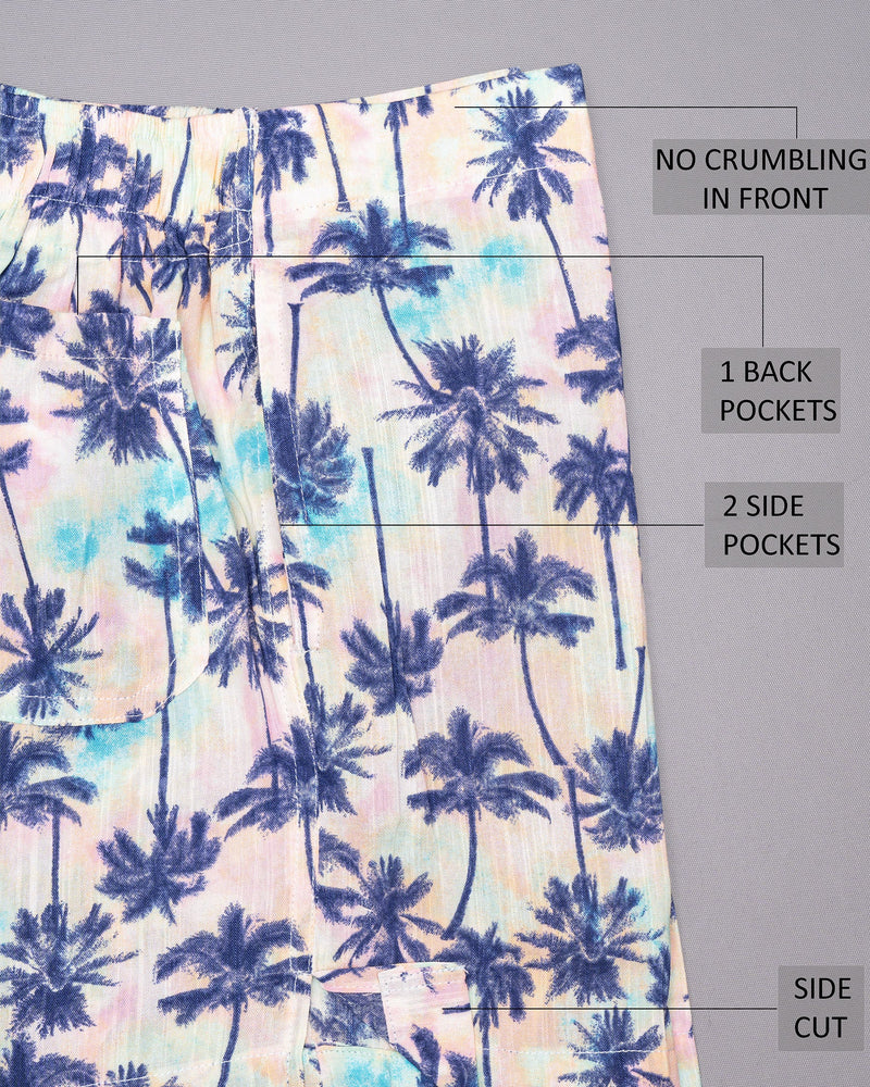 Astronaut Blue Trees Printed and White Tencel Boxers CBX389-28, CBX389-30, CBX389-32, CBX389-34, CBX389-36, CBX389-38, CBX389-40, CBX389-42, CBX389-44