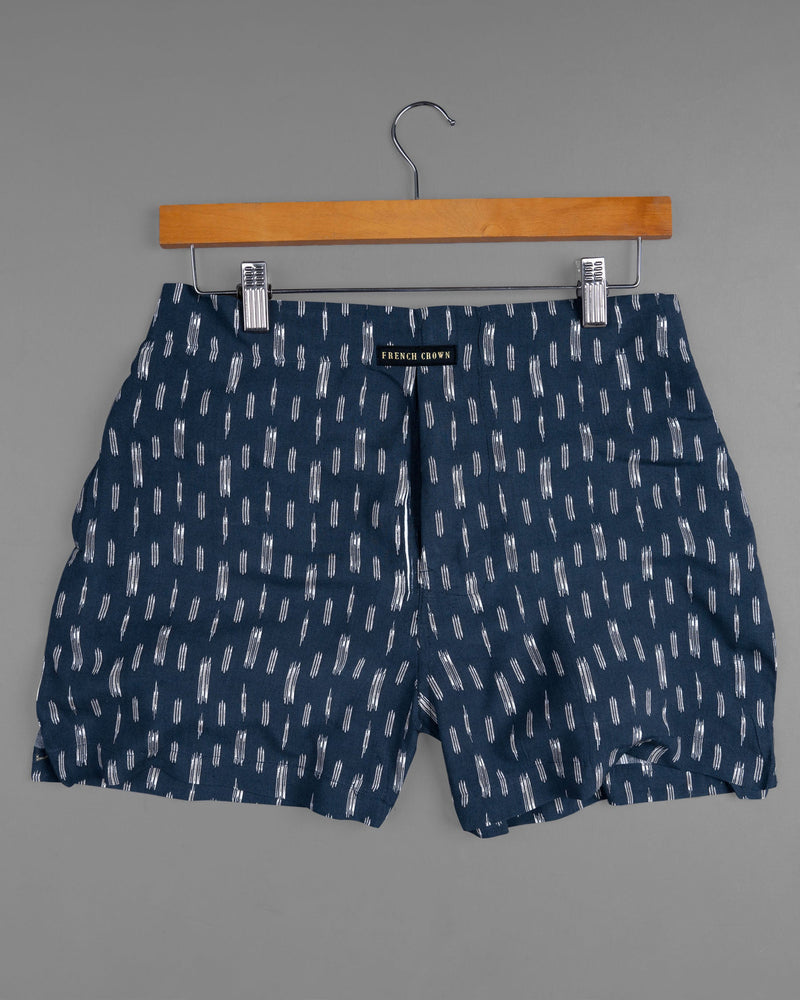 Zodiac Blue with Ikat Printed Premium Tencel and Martini Gray Printed Oxford Boxers CBX399-28, CBX399-30, CBX399-32, CBX399-34, CBX399-36, CBX399-38, CBX399-40, CBX399-42, CBX399-44