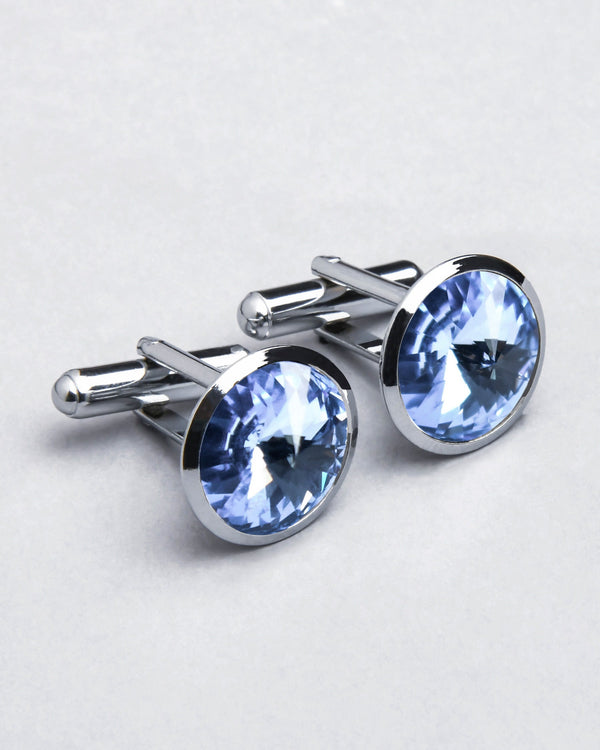 Silver with Aquamarine Diamond Shaped Stone Cufflinks CL37