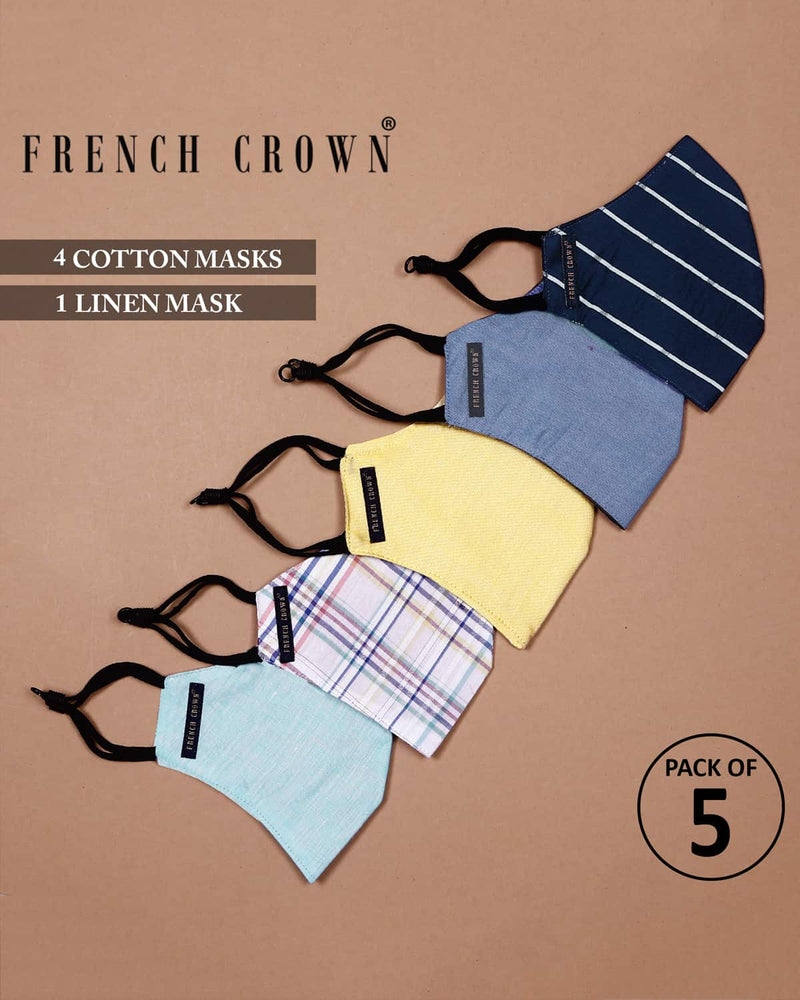 Watson-French Crown Pack Of 5 Linen/Cotton Masks