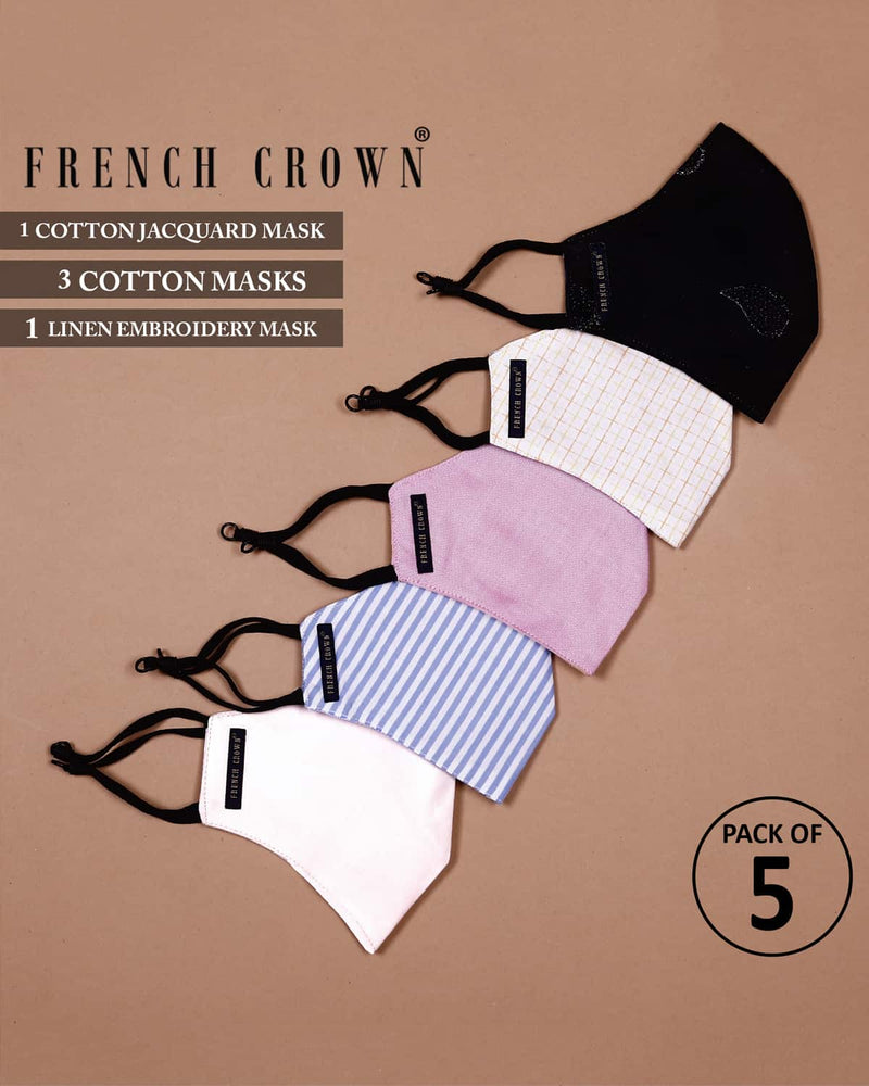 Redmond-French Crown Pack Of 5 Cotton Masks