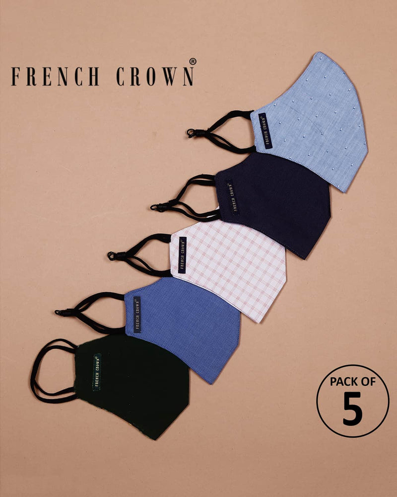 JoEllen-French Crown Pack Of 5 Cotton Masks