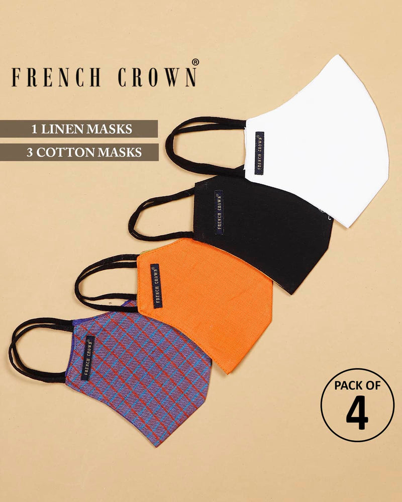 Walker-French Crown Pack Of 4 Linen/Cotton Masks