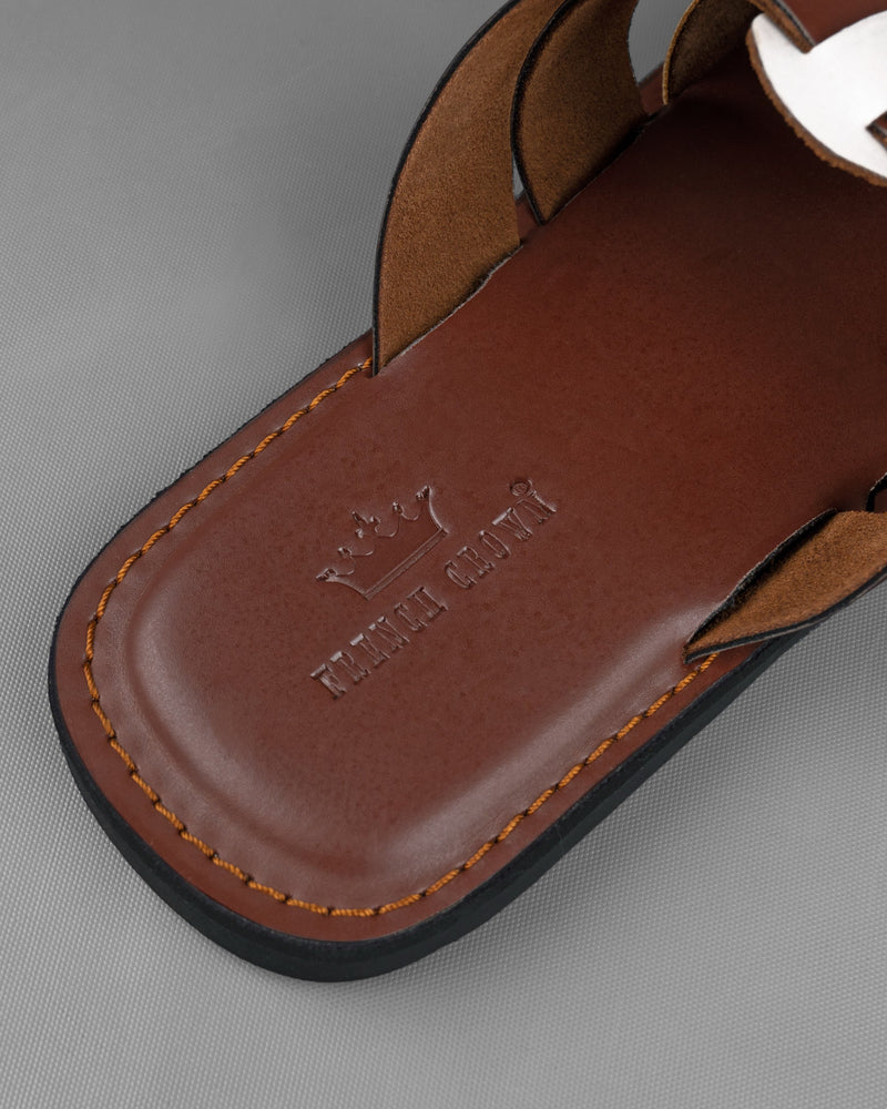 Brown with Tan and white patterned Sliders FT054-6, FT054-7, FT054-8, FT054-9, FT054-10