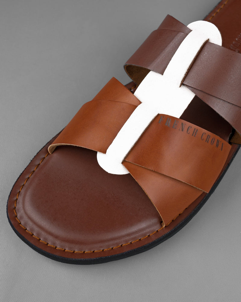 Brown with Tan and white patterned Sliders FT054-6, FT054-7, FT054-8, FT054-9, FT054-10