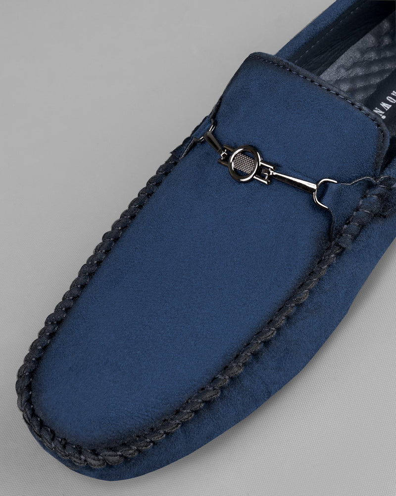 Yale blue suede Bit Loafers/Moccasins Shoes