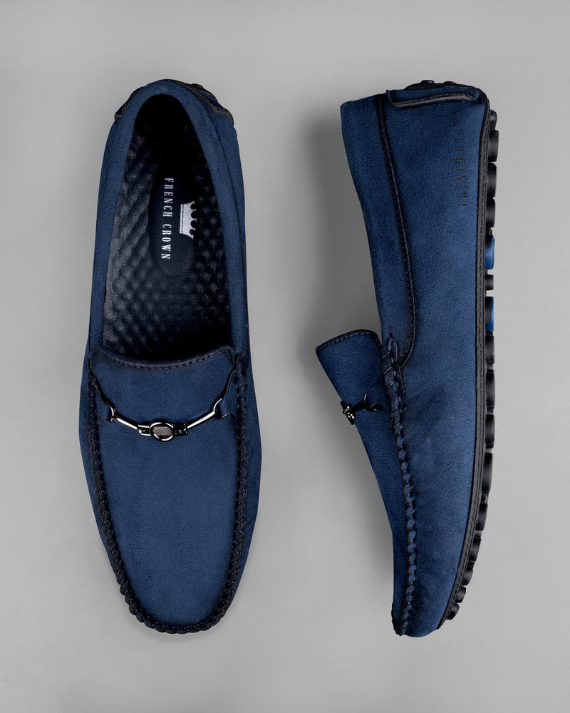 Yale blue suede Bit Loafers/Moccasins Shoes