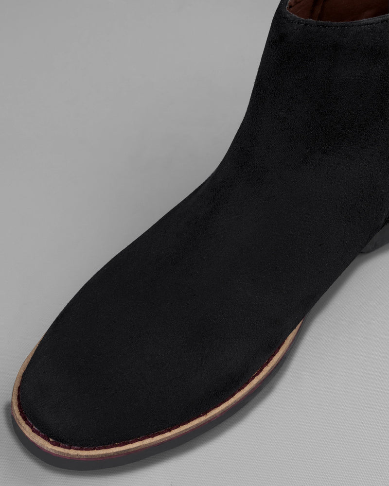 Jade Black Zipper suede Chelsea Boots