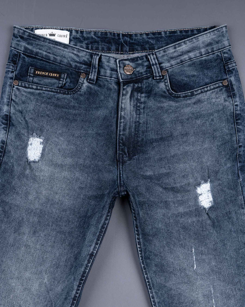 Fiord Blue Stonewash Mildly Distressed Stretchable Denim J132-32, J132-34, J132-36, J132-38, J132-40