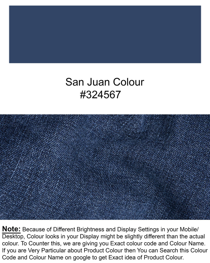 San Juan Blue Whiskering washed Mildly Distressed Stretchable Denim J135-32, J135-34, J135-36, J135-38, J135-40