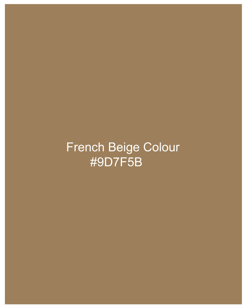 French Beige Brown Stone Wash Denim