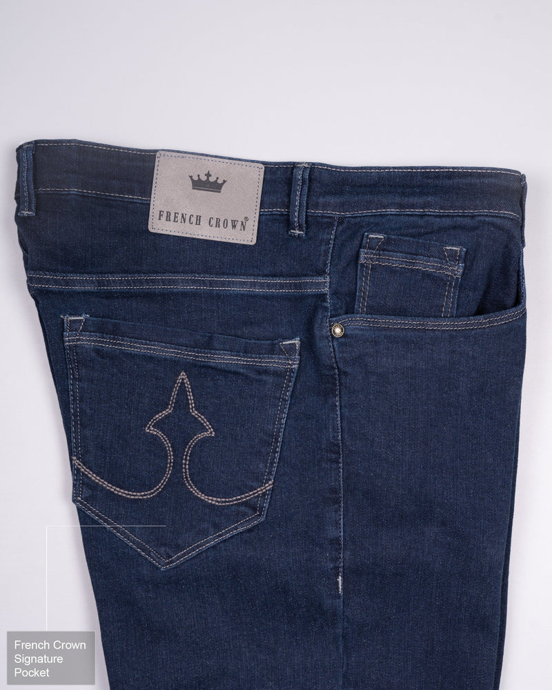 MARTINIQUE BLUE SLIM FIT MID-RISE CLEAN LOOK STRETCHABLE DENIM J89-30, J89-32, J89-34, J89-36, J89-38, J89-40