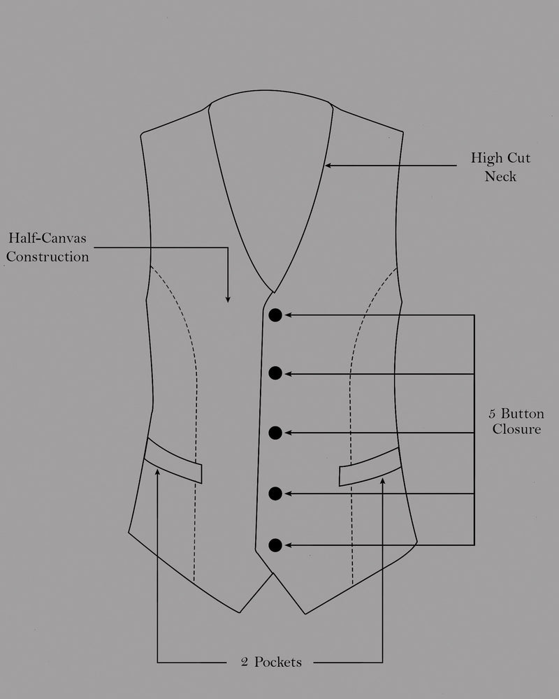 Venus Gray Subtle Plaid Cross Buttoned Wool Rich Bandhgala Suit