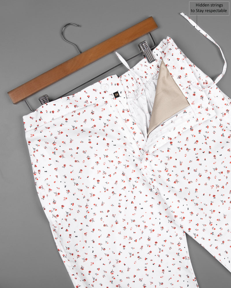 Bright White Floral Printed Oxford Lounge Pants LP149-28, LP149-30, LP149-32, LP149-34, LP149-36, LP149-38, LP149-40, LP149-42, LP149-44