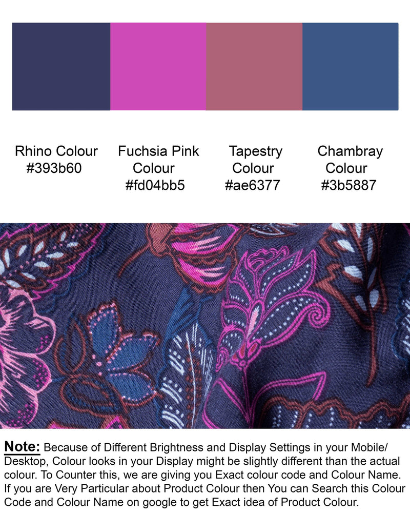 Rhino Blue Floral Printed Premium Tencel Lounge Pant LP150-28, LP150-30, LP150-32, LP150-34, LP150-36, LP150-38, LP150-40, LP150-42, LP150-44