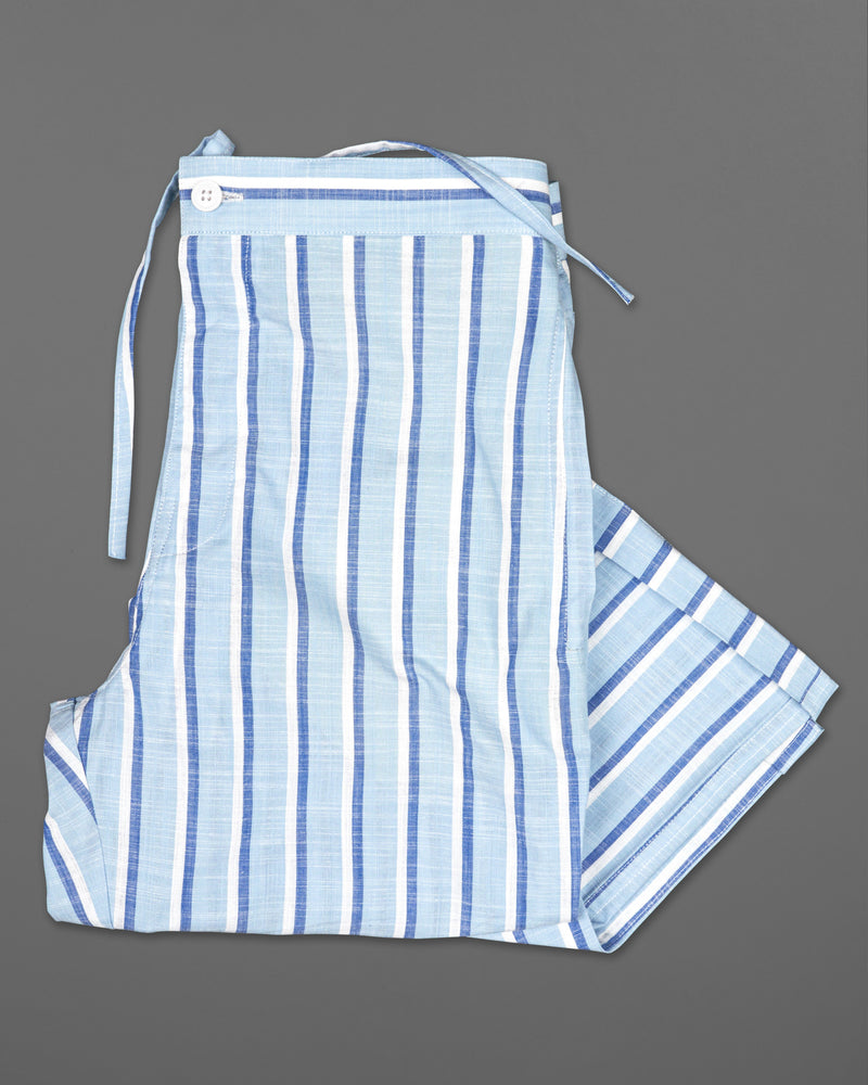 Jagged Ice Blue Striped Linen Lounge Pants LP199-28, LP199-30, LP199-32, LP199-34, LP199-36, LP199-38, LP199-40, LP199-42, LP199-44	