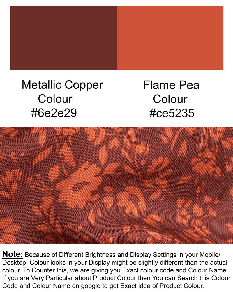 Metallic Copper tonal Floral Printed Premium Tencel Lounge Pant LP152-28, LP152-30, LP152-32, LP152-34, LP152-36, LP152-38, LP152-40, LP152-42, LP152-44