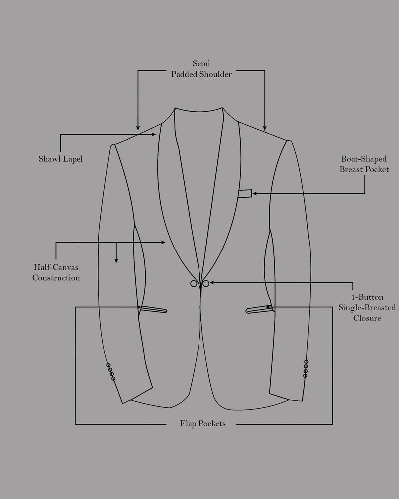 Iridium Gray Velvet Tuxedo Designer Suit with Shawl