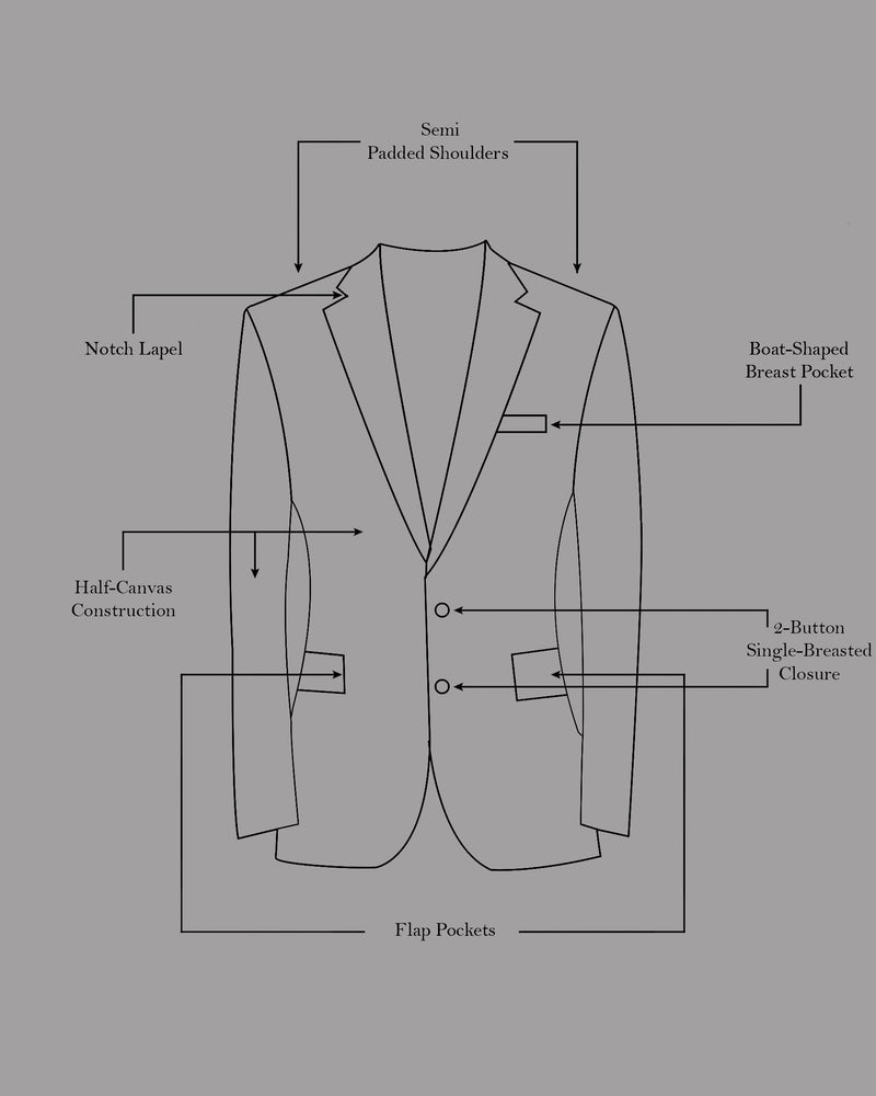 Fuscous Gray Checkered Single Breasted Black Lapel Designer Blazer BL2144-SB-BKPL-36, BL2144-SB-BKPL-38, BL2144-SB-BKPL-40, BL2144-SB-BKPL-42, BL2144-SB-BKPL-44, BL2144-SB-BKPL-46, BL2144-SB-BKPL-48, BL2144-SB-BKPL-50, BL2144-SB-BKPL-52, BL2144-SB-BKPL-54, BL2144-SB-BKPL-56, BL2144-SB-BKPL-58, BL2144-SB-BKPL-60