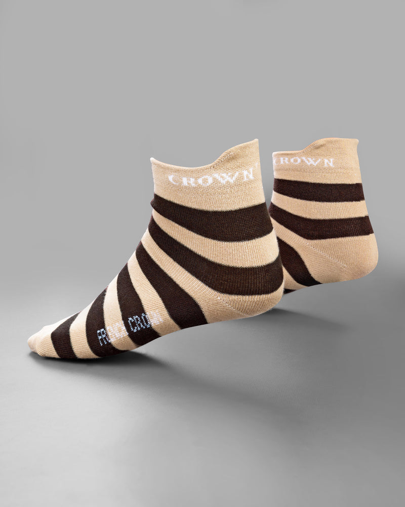 Brown and Black Striped Ankle Length Socks SO010
