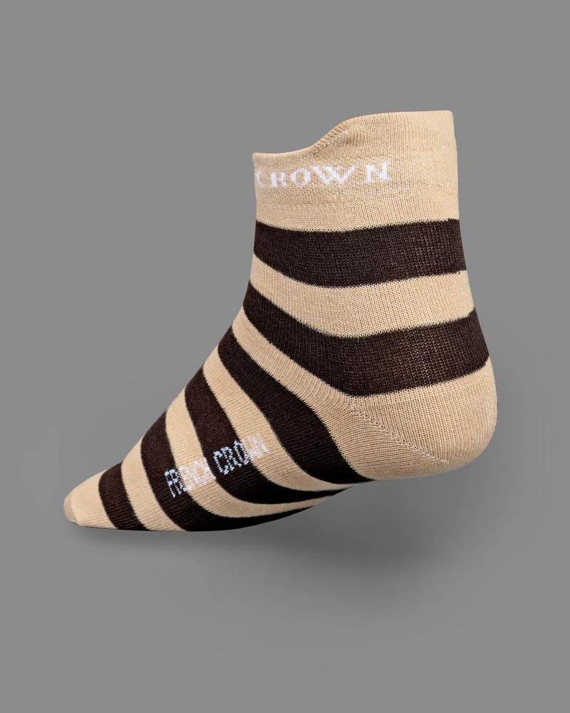 Brown and Black Striped Ankle Length Socks SO010