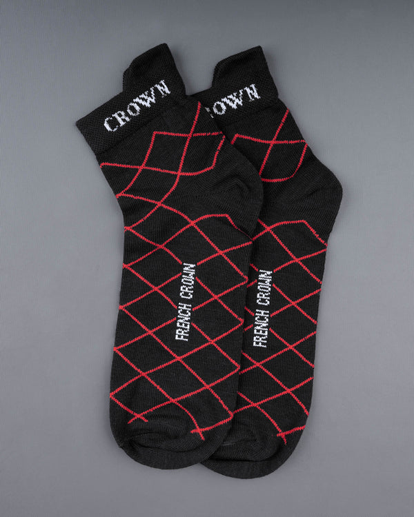 Jade Black and Red Ankle Length Socks SO013