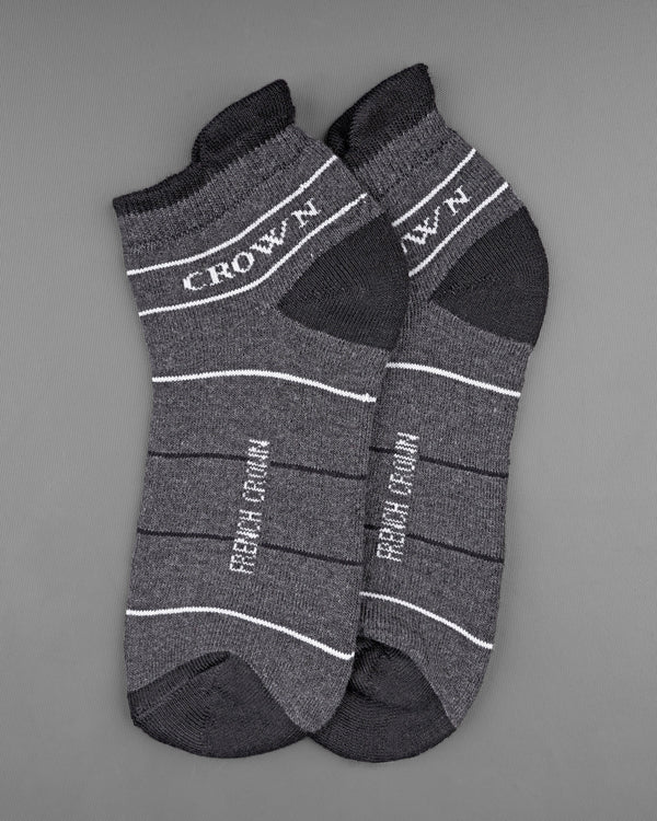 Gray and Black Striped Ankle Length Socks  SO016
