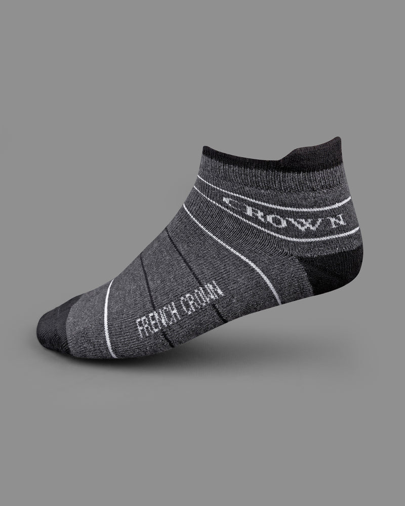 Gray and Black Striped Ankle Length Socks  SO016
