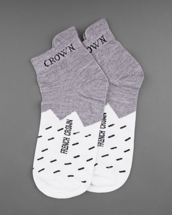 Gray and White Ankle Length Socks SO001