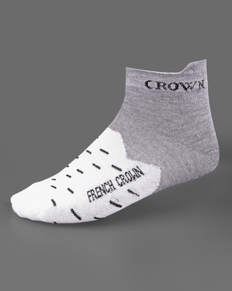 Gray and White Ankle Length Socks SO001