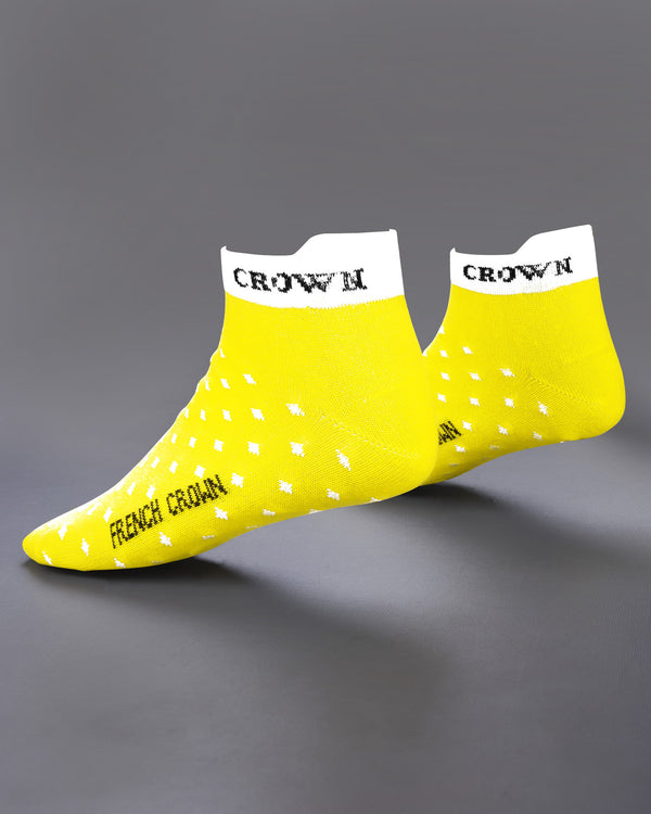 Yellow and White Ankle Length Socks SO002
