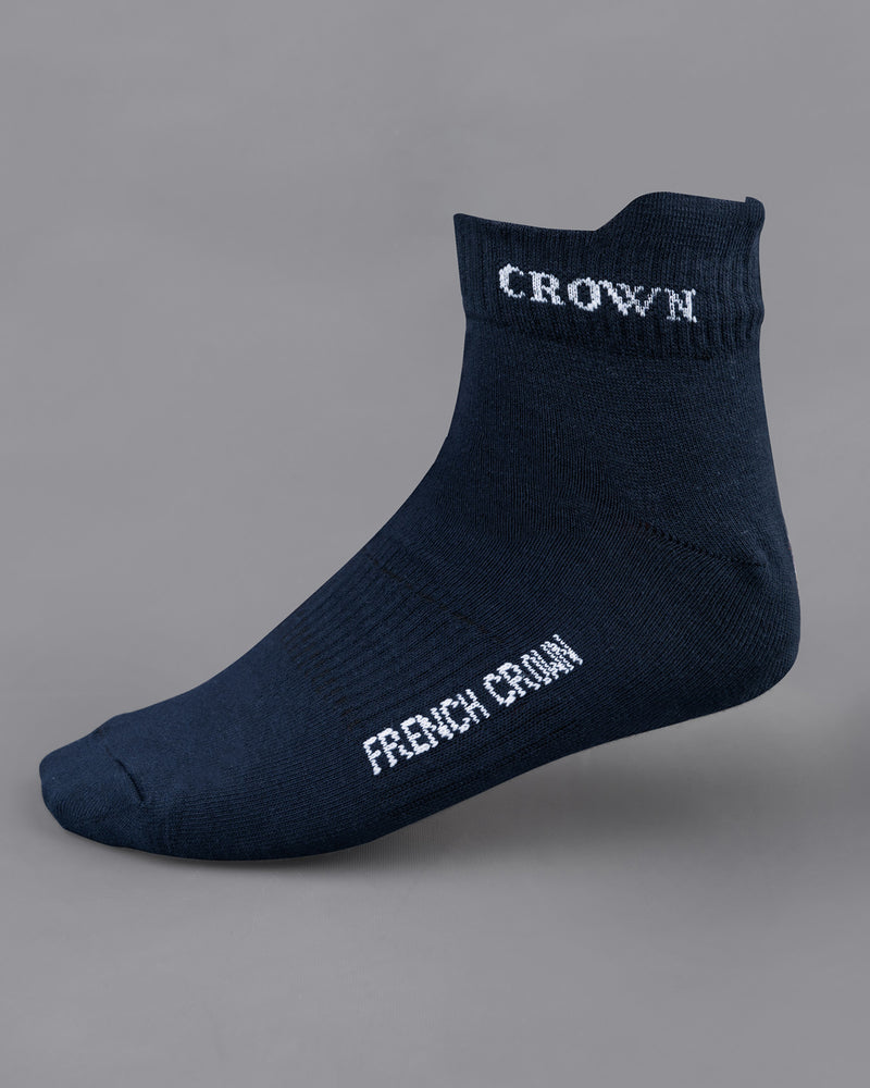Blue Textured Ankle Length Socks SO005