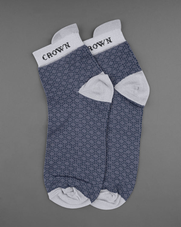 Blue and Gray Textured Ankle Length Socks SO006