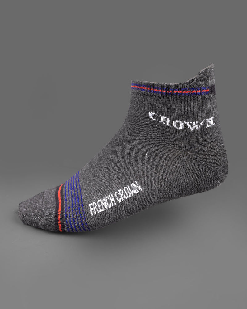 Gray and Blue Striped Ankle Length Socks SO007