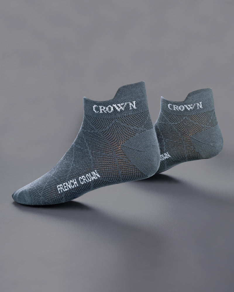Gray Textured Ankle Length Socks SO008