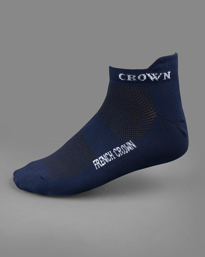 Pack of 4: Sky Blue, Navy Blue, Yellow, and green textured Premium Combed Cotton Ankle Length And No-Show socks SOC007