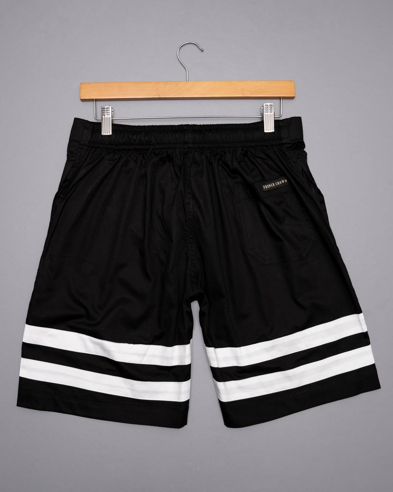 Jade Black with White Striped Designer Premium Cotton Shorts SR111-28, SR111-30, SR111-32, SR111-38, SR111-36, SR111-40, SR111-42, SR111-34, SR111-44