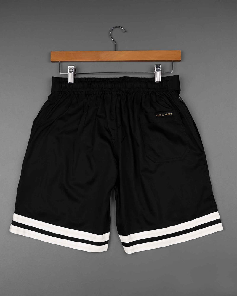 Jade Black with White Striped Super Soft Premium Cotton Designer Shorts