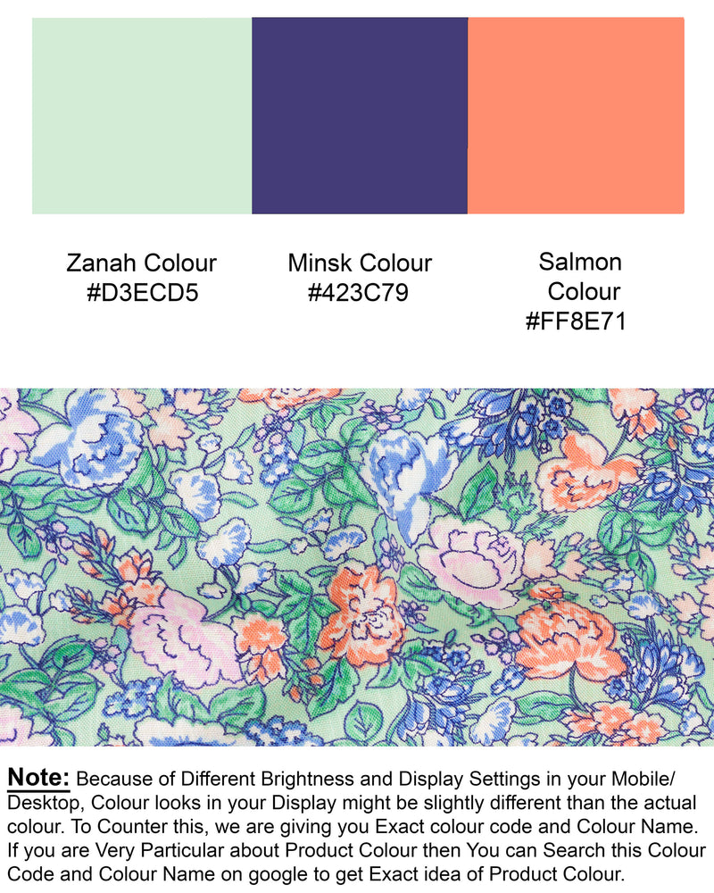 Zanah Green Floral Printed Premium Tencel Shorts SR163-28, SR163-30, SR163-32, SR163-34, SR163-36, SR163-38, SR163-40, SR163-42, SR163-44