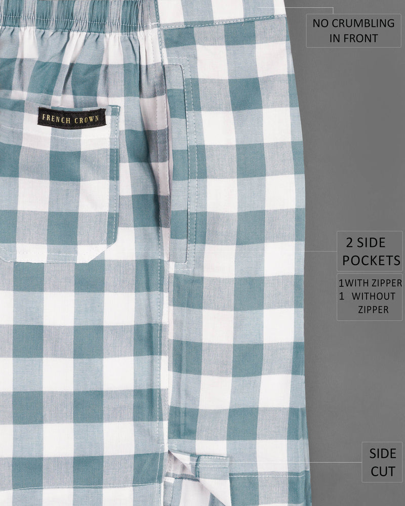 Juniper and White Checkered Premium Cotton Shorts SR169-28, SR169-30, SR169-32, SR169-34, SR169-36, SR169-38, SR169-40, SR169-42, SR169-44