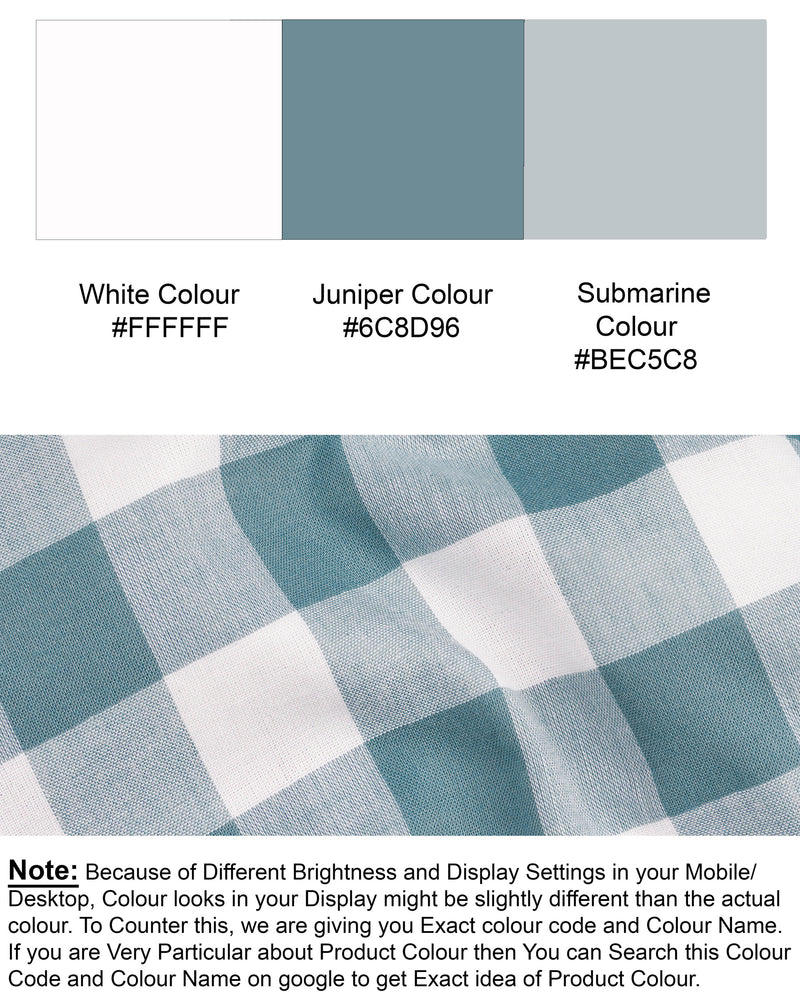 Juniper and White Checkered Premium Cotton Shorts SR169-28, SR169-30, SR169-32, SR169-34, SR169-36, SR169-38, SR169-40, SR169-42, SR169-44
