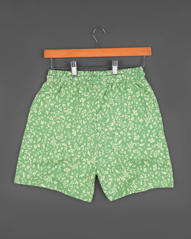 Lichen Green Ditsy Printed Premium Cotton Shorts SR184-28, SR184-30, SR184-32, SR184-34, SR184-36, SR184-38, SR184-40, SR184-42, SR184-44