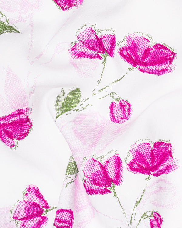 Bright White Rose Printed Premium Cotton Shorts SR189-28, SR189-30, SR189-32, SR189-34, SR189-36, SR189-38, SR189-40, SR189-42, SR189-44